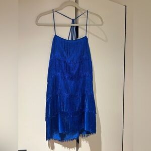 Zara Vibrant Blue Fringe Mini Dress